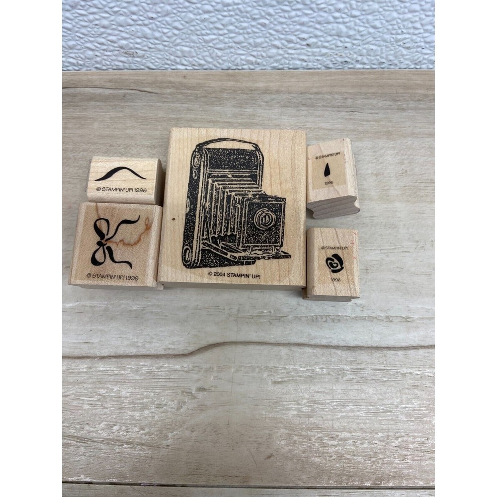 Stampin Up Set Of 5 Art Wood Mounted Rubber Stamps